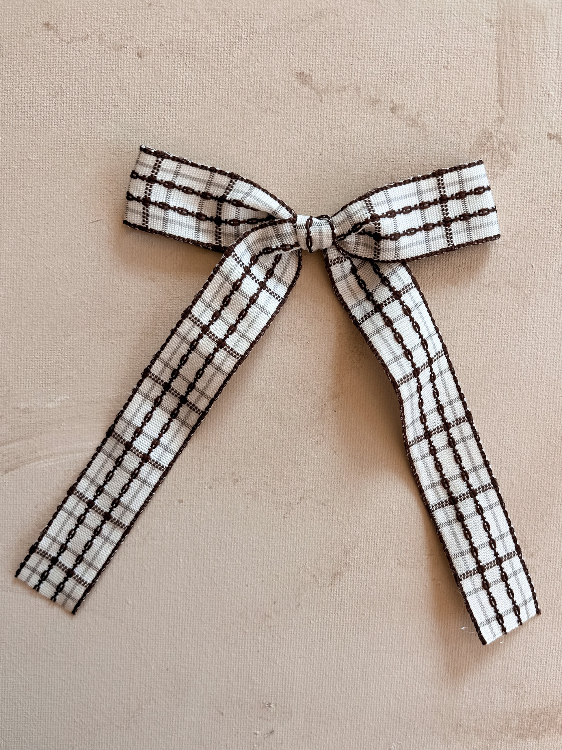 Oversized Ribbon Bow Clip || Latte