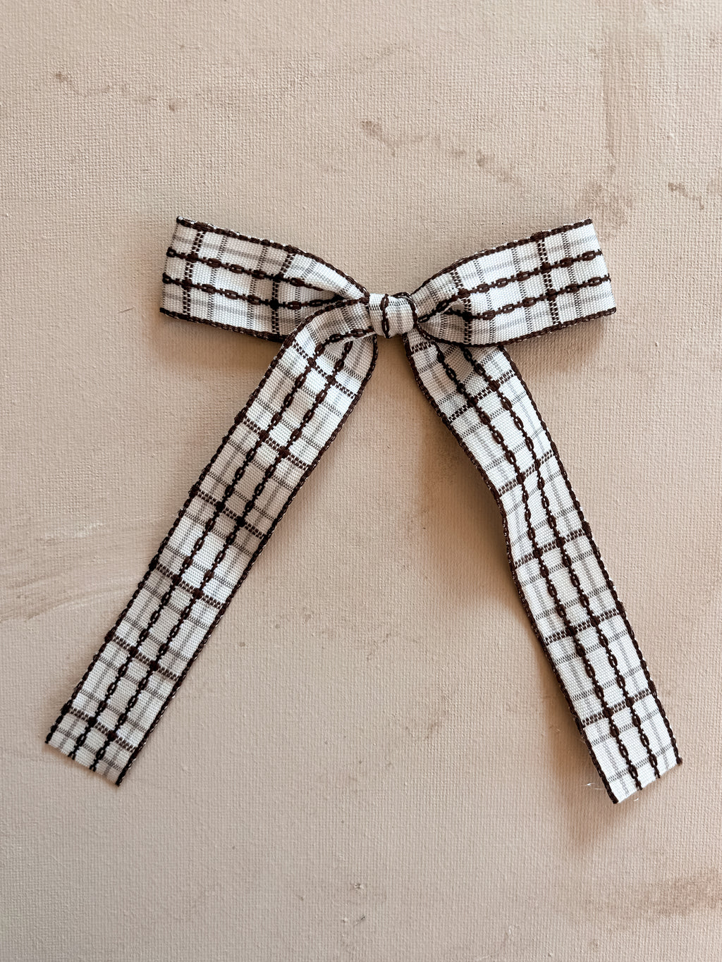 Oversized Ribbon Bow Clip || Latte