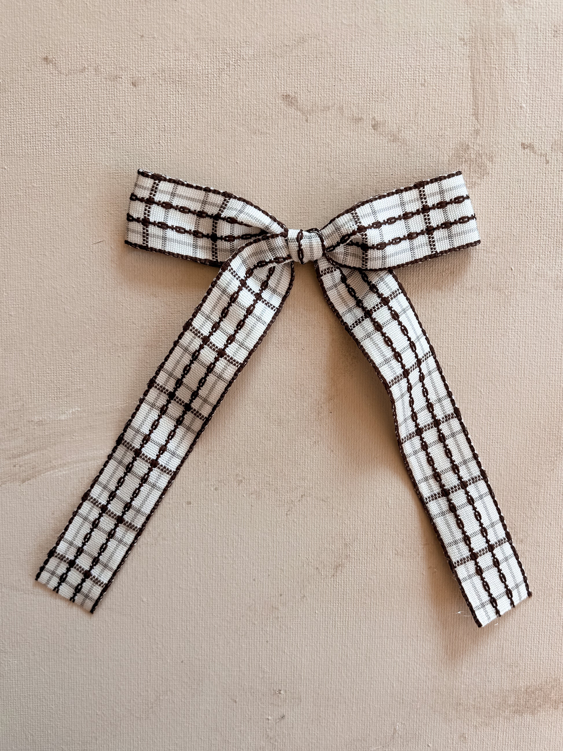Oversized Ribbon Bow Clip || Latte