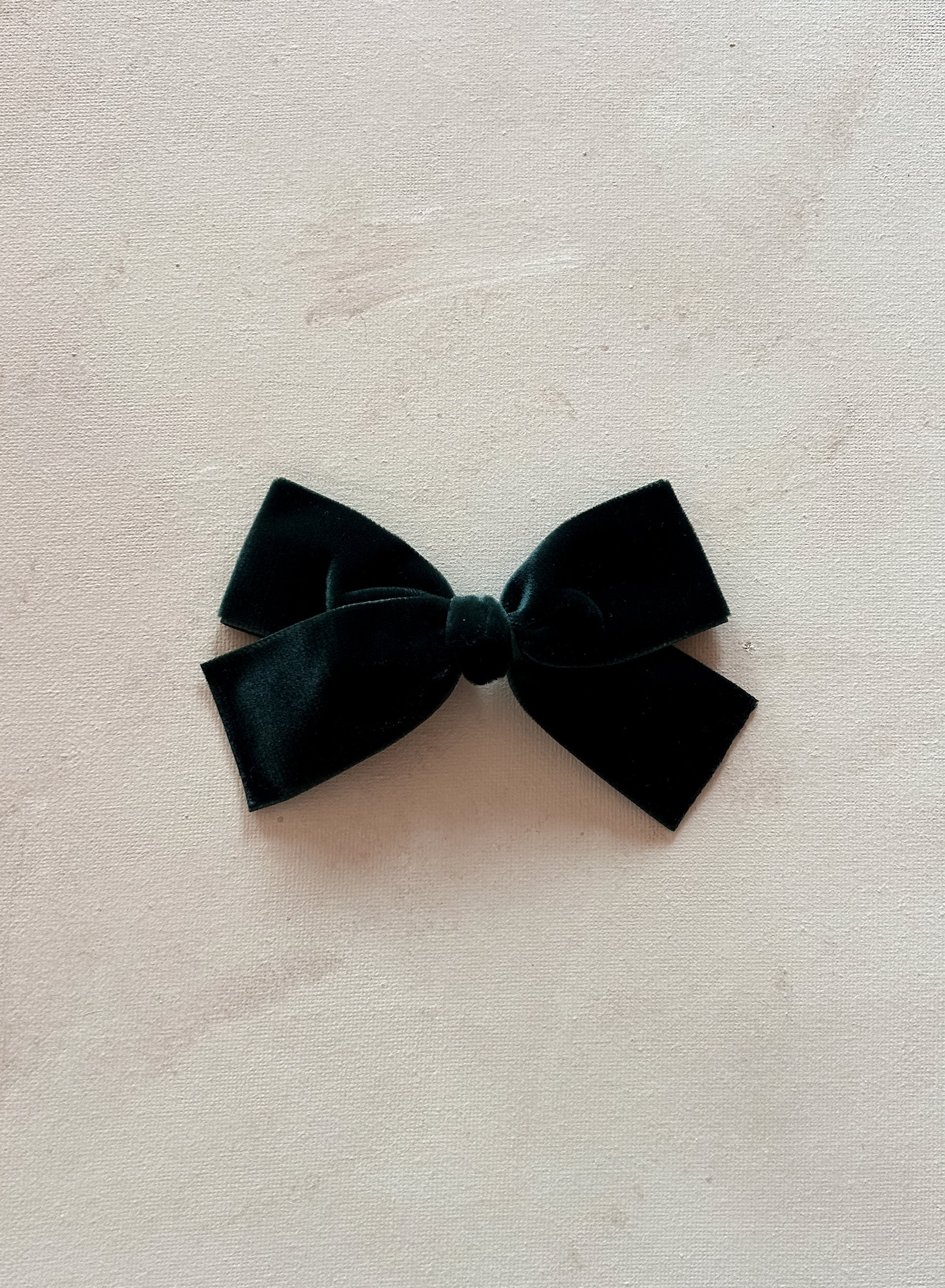 Velvet Ribbon Bow Clip || Evergreen