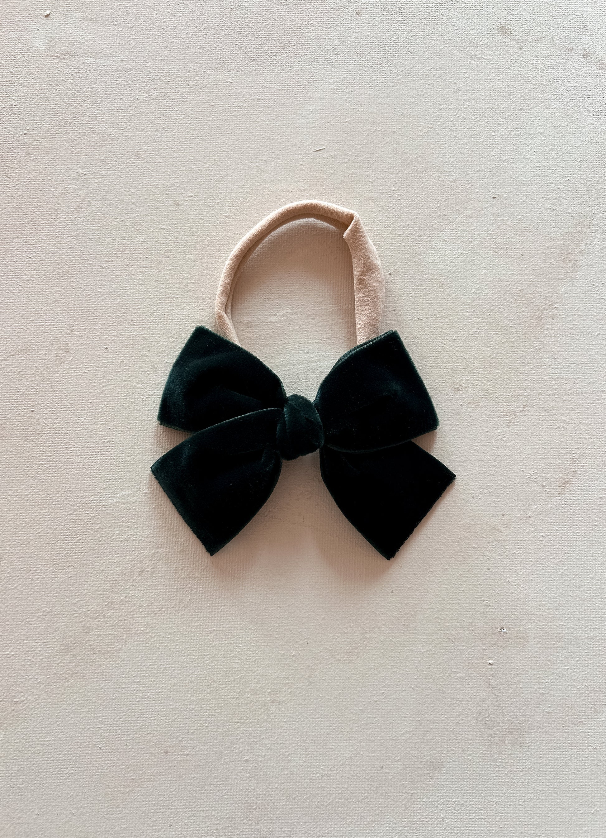 Petite Velvet Ribbon Bow Band || Evergreen
