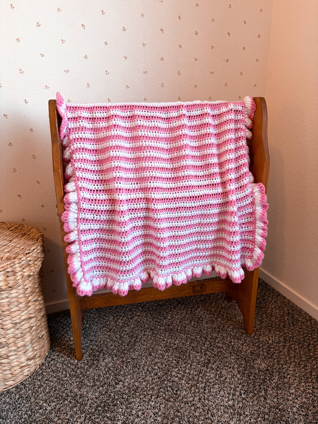 Sweet Pink Crocheted Baby Blanket