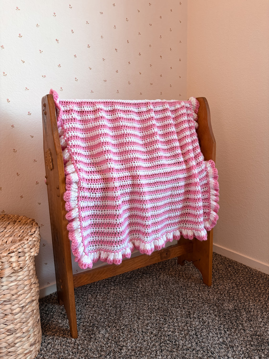 Sweet Pink Crocheted Baby Blanket