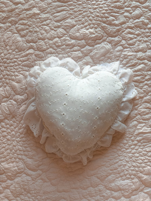 Eyelet Ruffle Heart Pillow