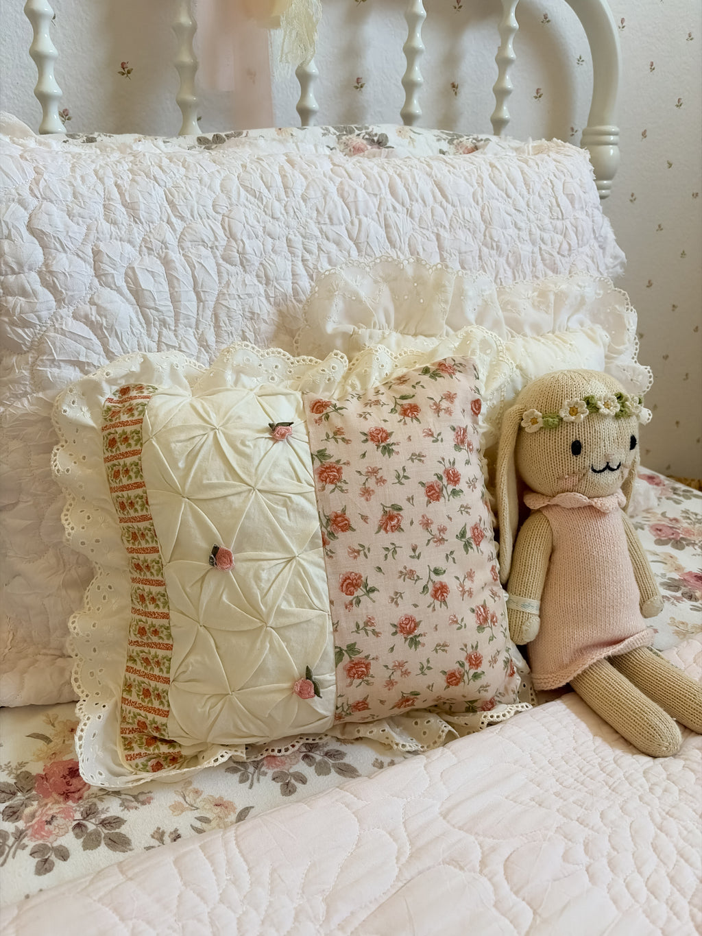 Handcrafted Throw Pillow w/ Ruffles || Sophie