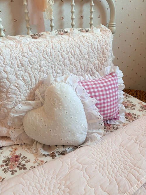 Eyelet Ruffle Heart Pillow
