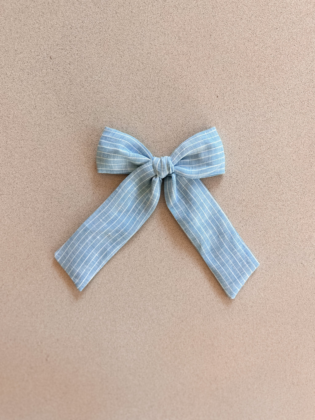 Oversized Bow Clip || Blue Mijas Stripe