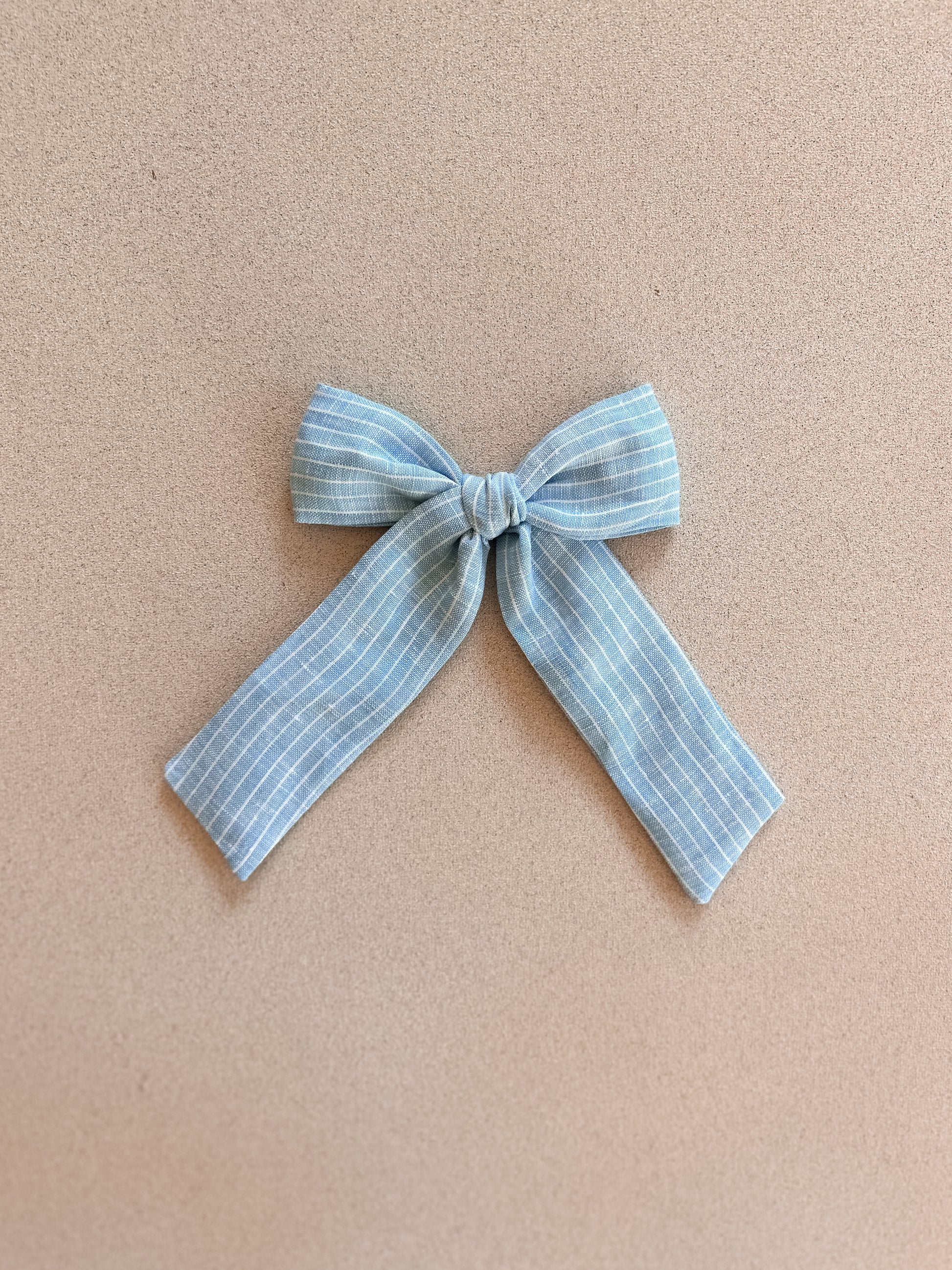 Oversized Bow Clip || Blue Mijas Stripe