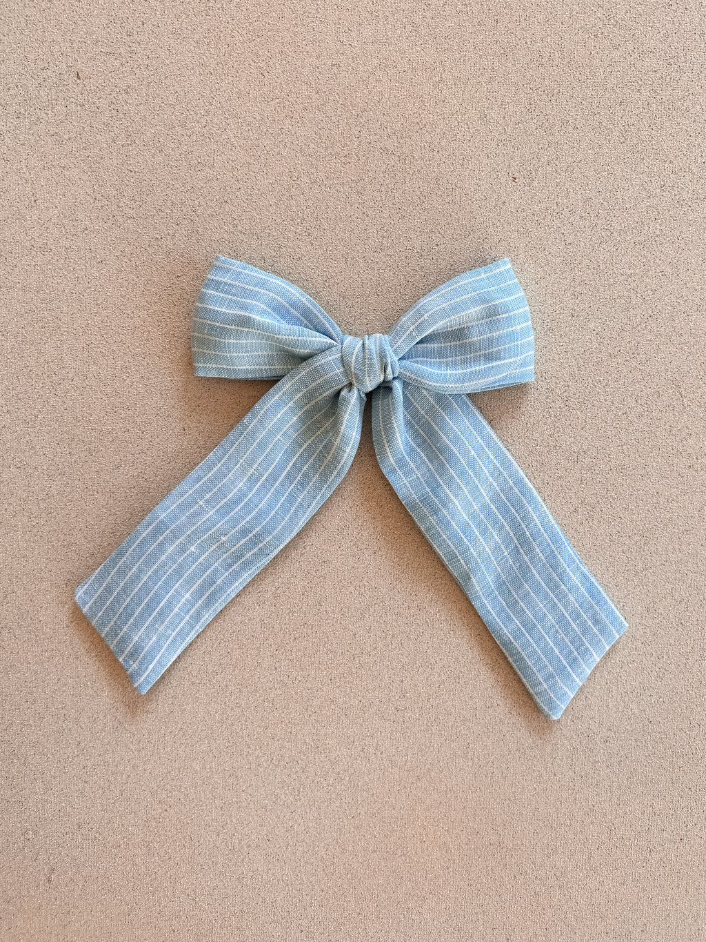Oversized Bow Clip || Blue Mijas Stripe