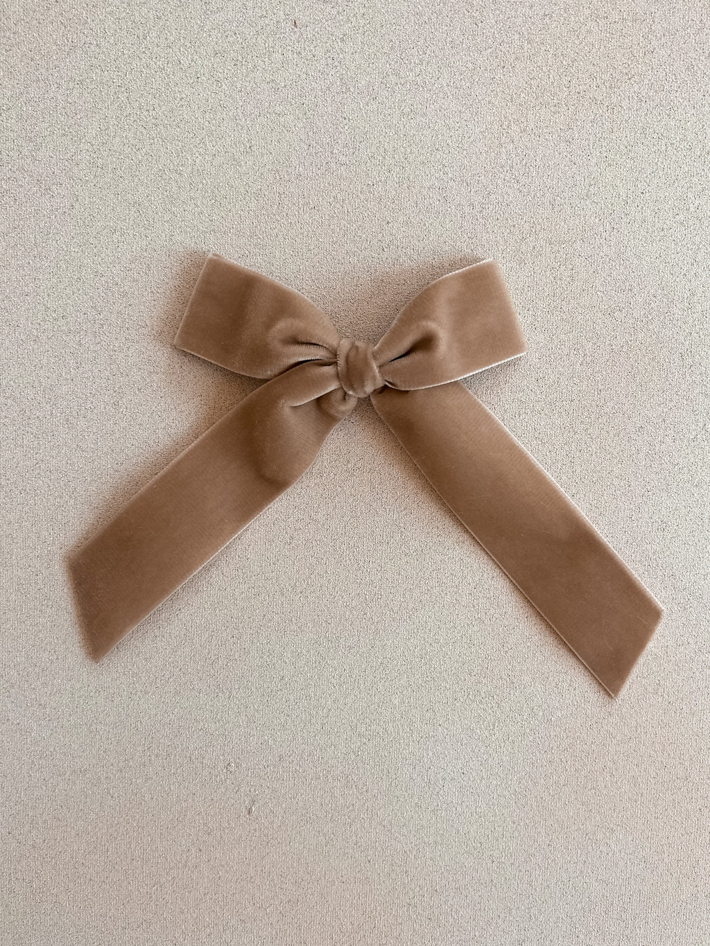 Oversized Ribbon Bow Clip || Velvet Sand