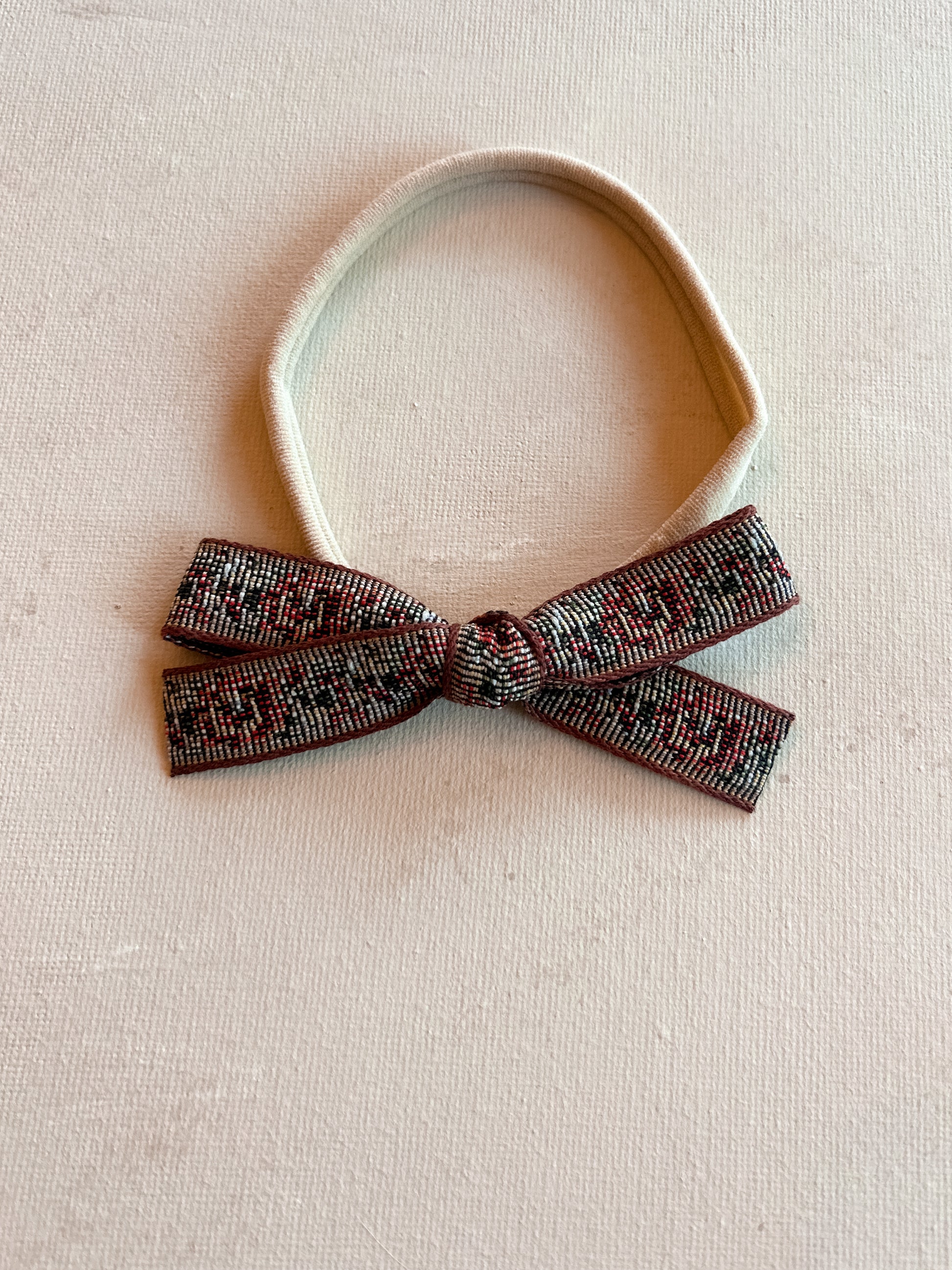 Petite Ribbon Bow Band || Pink Floral Tapestry