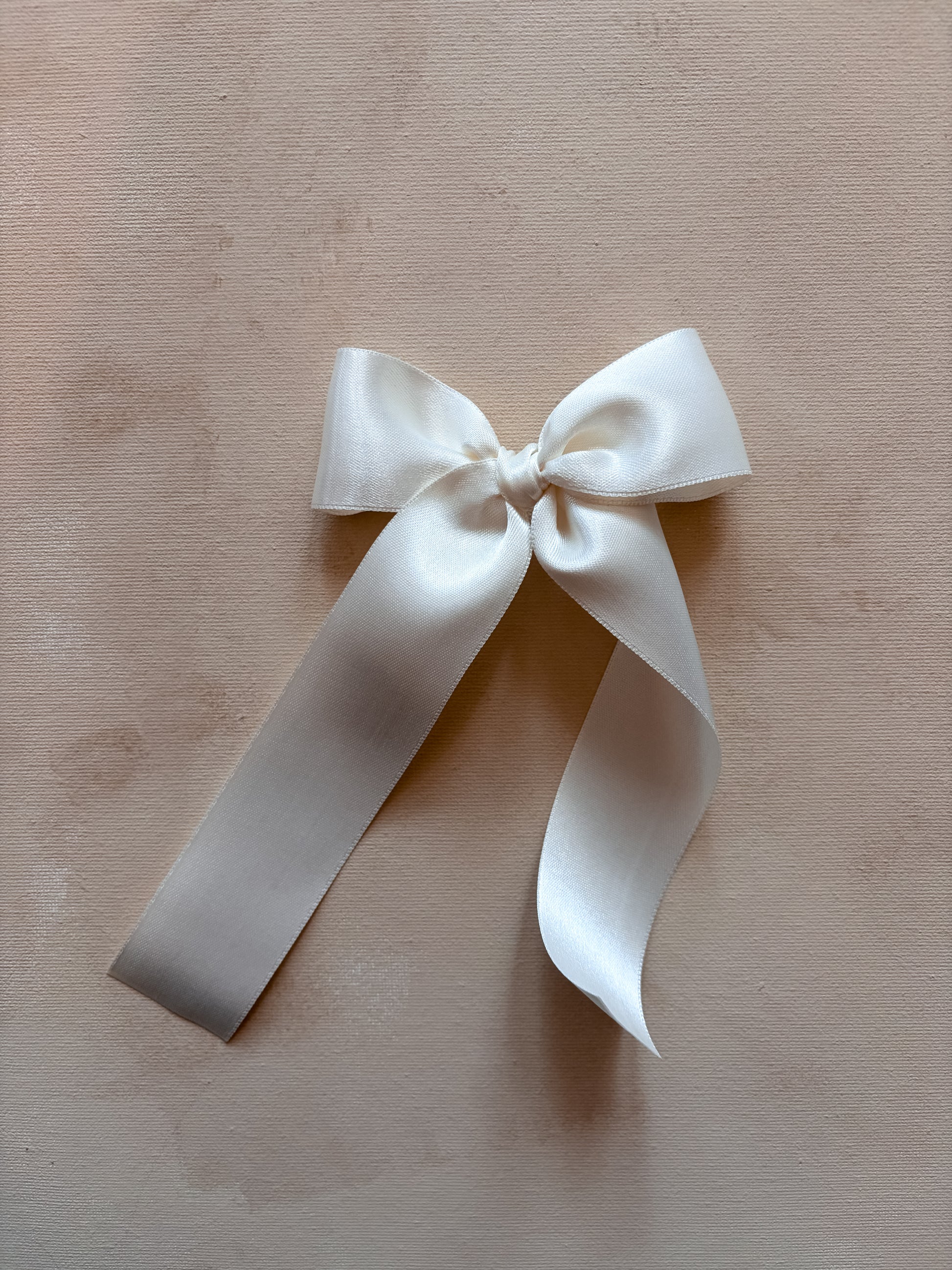 Oversized Satin Ribbon Bow Clip | Ivory